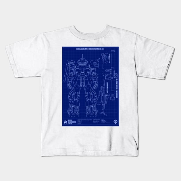 Zaku II Blueprint Kids T-Shirt by WahyudiArtwork